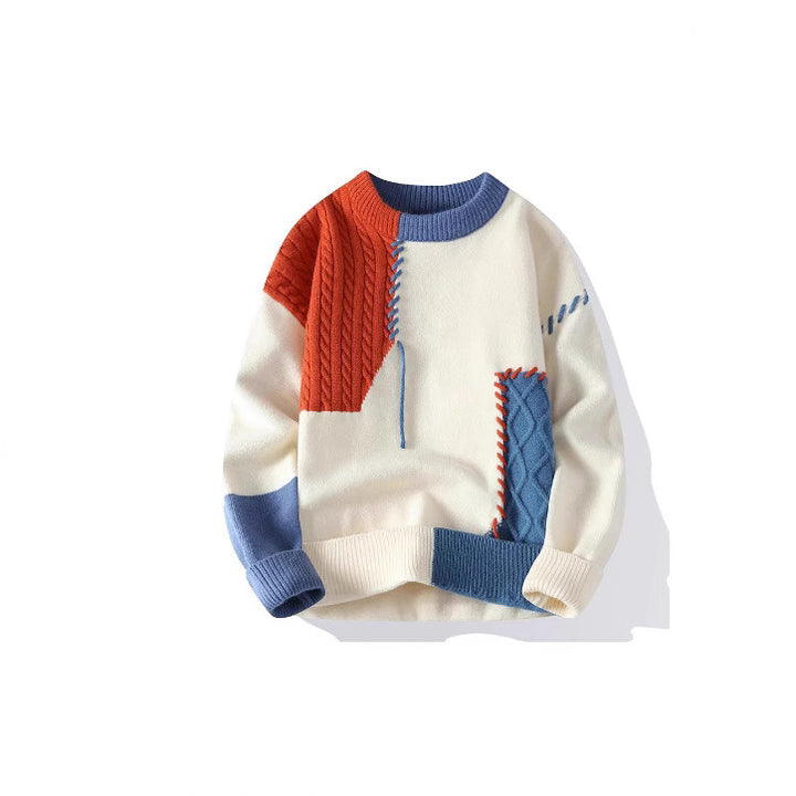 Herren Strickpullover mit kreativem Muster und strukturierten Akzenten Echoarchiv