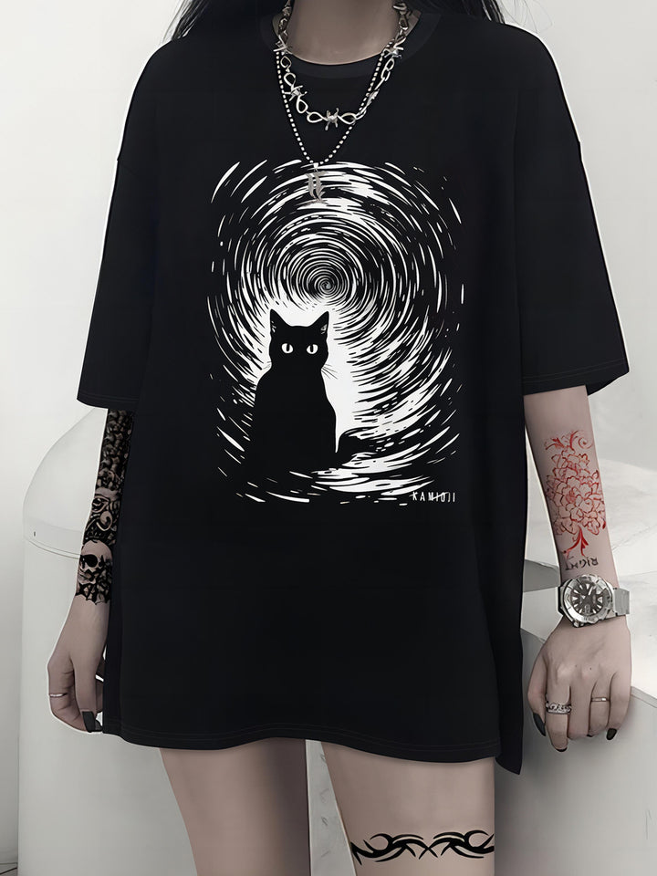 Damen T-Shirt mit künstlerischem Skelettmotiv und einzigartigem Druck Echo Archiv