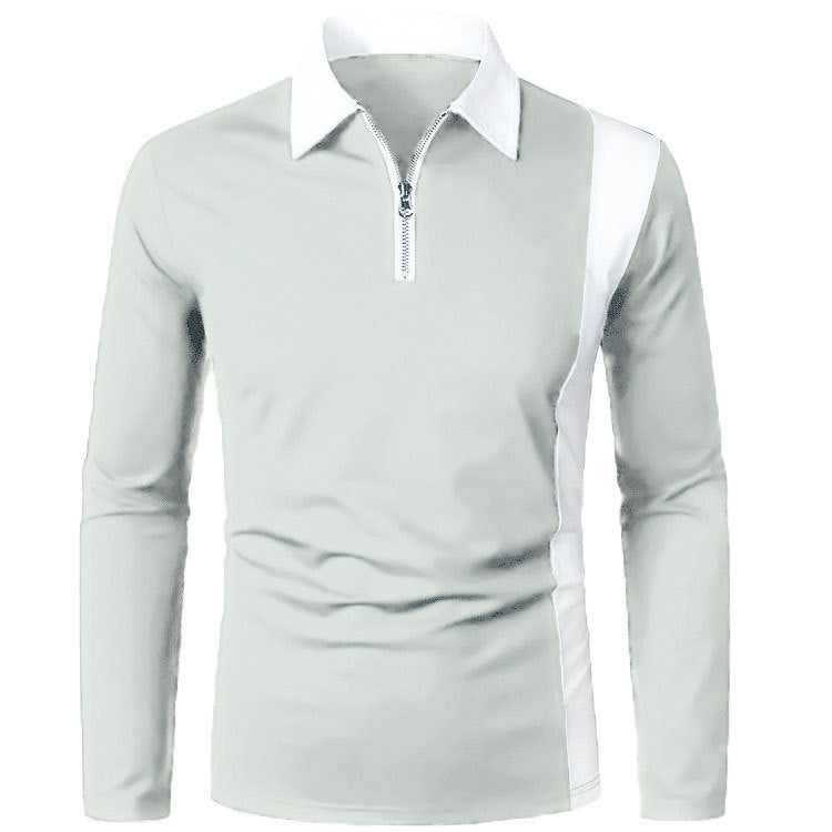 Herren Langarm Poloshirt mit modernem Reißverschluss und kontrastierenden Einsätzen Echoarchiv