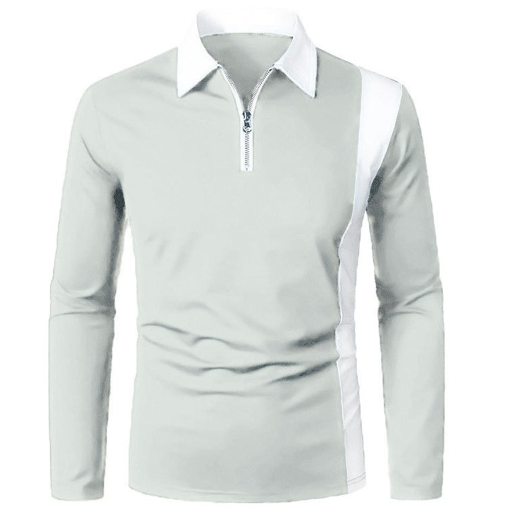 Herren Langarm Poloshirt mit modernem Reißverschluss und kontrastierenden Einsätzen Echoarchiv