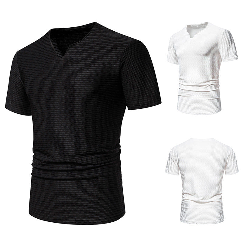 Herren Kurzarm T-Shirt mit strukturiertem Wellenmuster Echoarchiv
