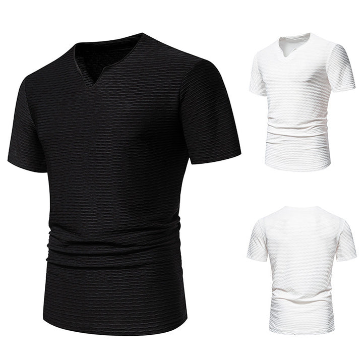 Herren Kurzarm T-Shirt mit strukturiertem Wellenmuster Echoarchiv