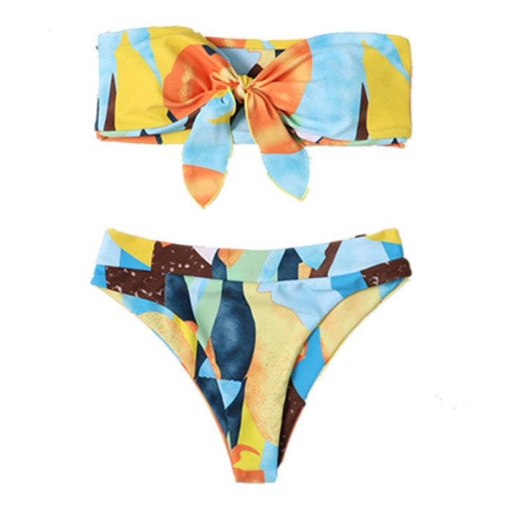 Damen Bandeau-Bikini mit verspieltem Knoten und farbenfrohem Design Echo Archiv