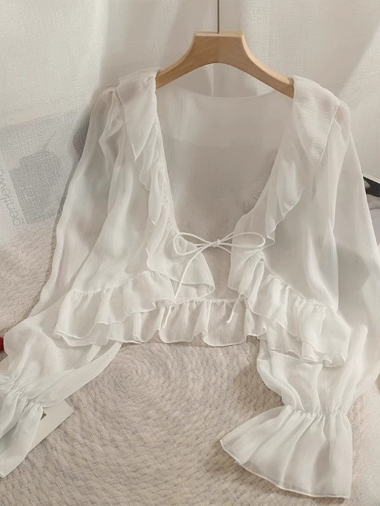Damen Chiffon-Bluse mit Spitzenbesatz Echo Archiv