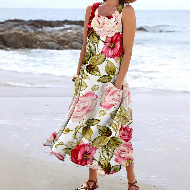 Damen Maxikleid mit floralem Muster und praktischen Taschen Echo Archiv