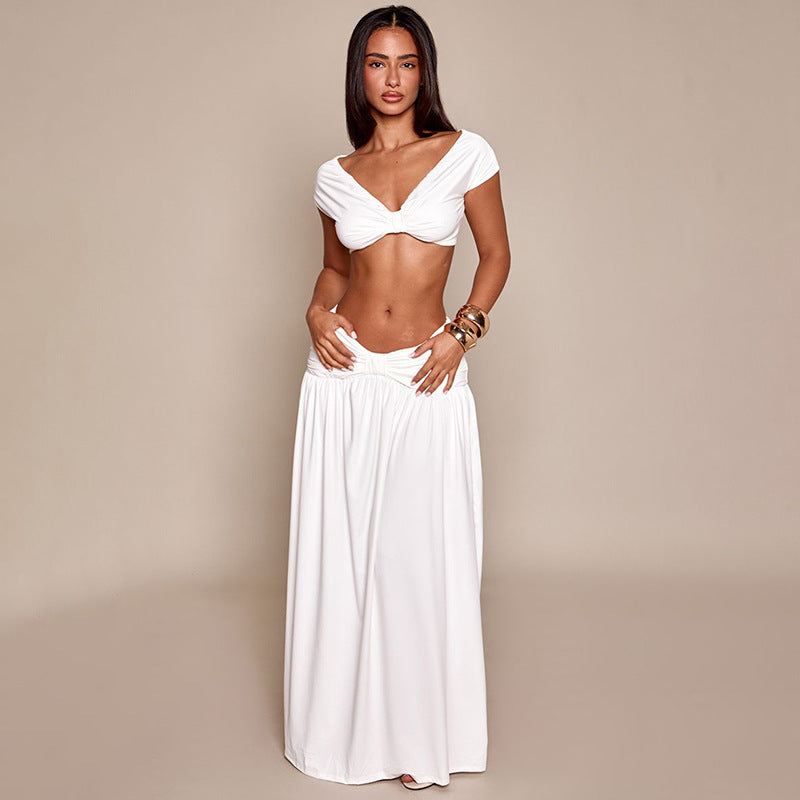 Damen Elegantes Cropped Top und Maxirock Set Echo Archiv