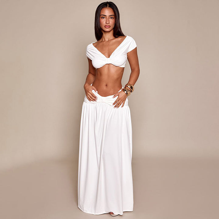 Damen Elegantes Cropped Top und Maxirock Set Echo Archiv