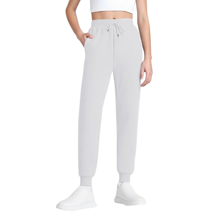 Damen schlanke hochgeschnittene Jogginghose mit Tunnelzug, Eingrifftaschen und Bündchen – Avélisse