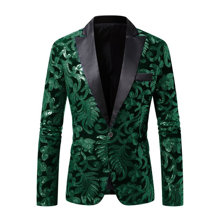 Herren Eleganter Pailletten-Sakko mit floralem Design Echoarchiv