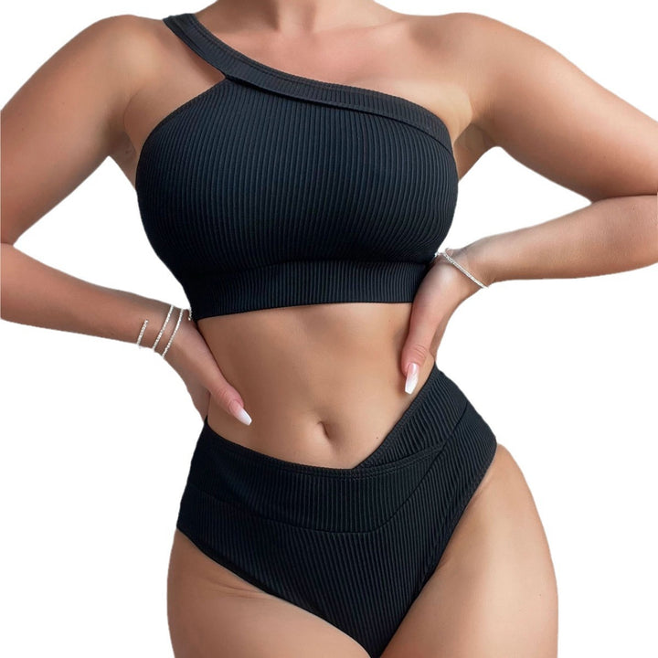 Damen Einseitig geschnittener Bikini-Top und hochtaillierte Bikinihose Echo Archiv