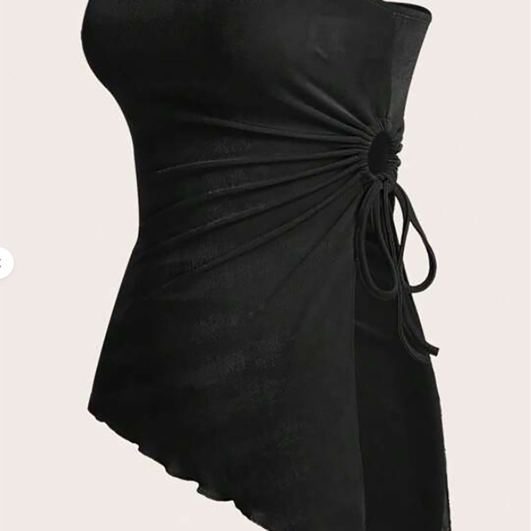 Damen Bandeau-Oberteil mit modischem Wickeldesign und verstellbaren Riemen Echo Archiv