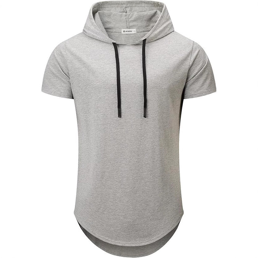Herren Kurzarm Hoodie T-Shirt mit modernem Schnitt und praktischen Kordeln Echoarchiv