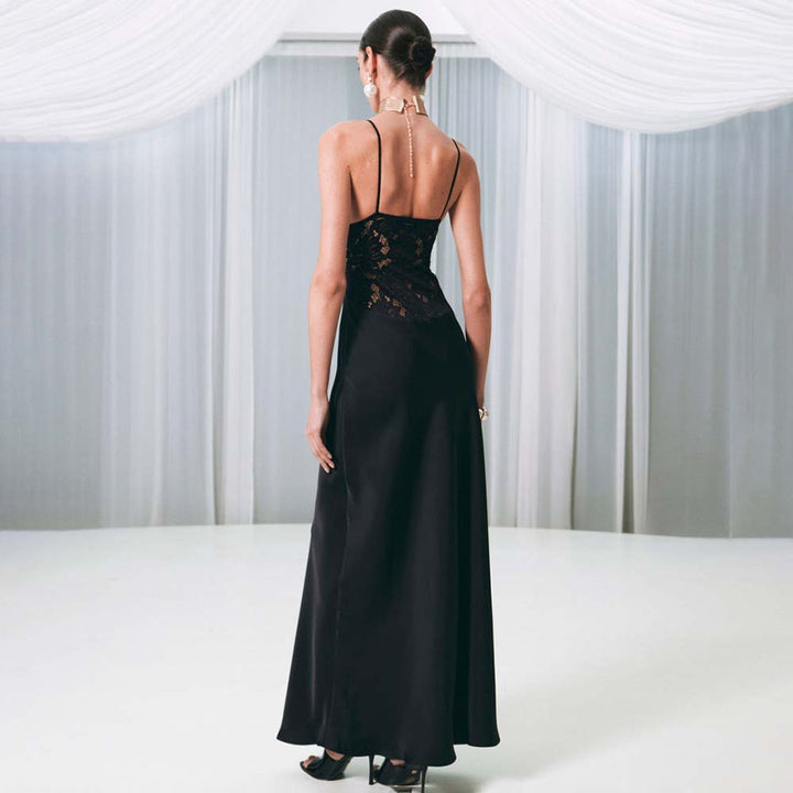 Damen Elegantes Maxikleid mit Spitzenbesatz Echo Archiv