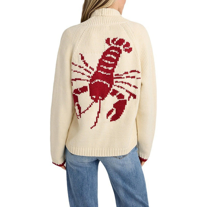 Damen Grobstrick Rollkragenpullover mit Hummer-Intarsie und lässiger Oversize-Passform Echoarchiv