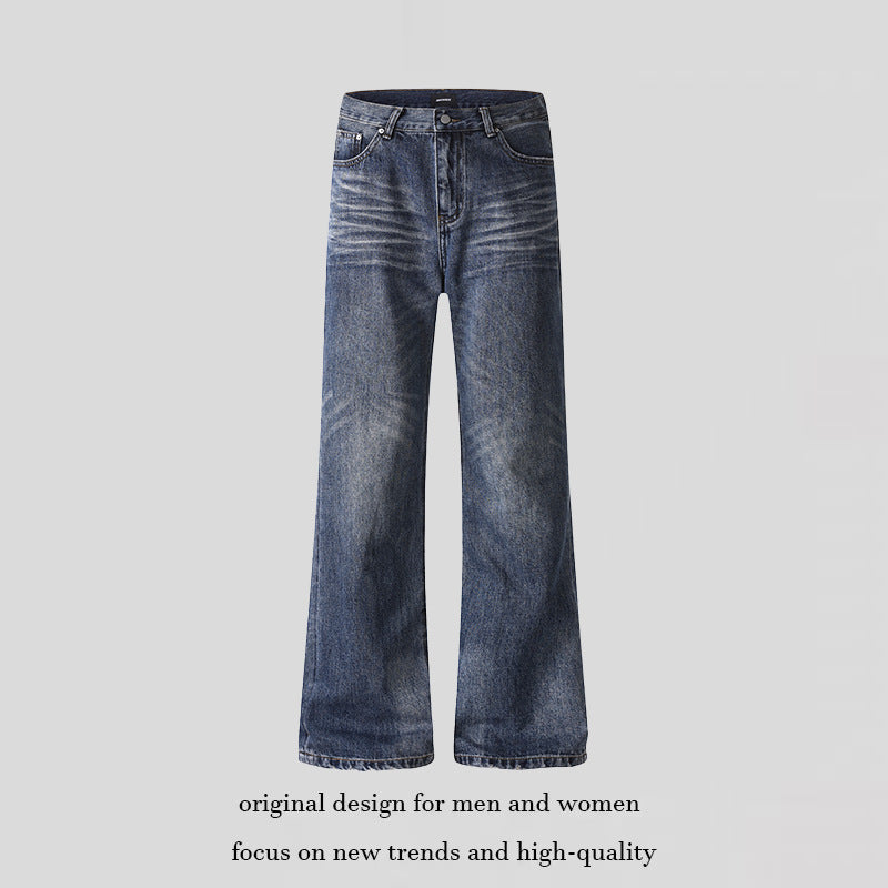 Damen weite Cropped-Jeans mit hoher Taille und Used-Effekt Echoarchiv