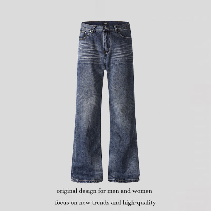 Damen weite Cropped-Jeans mit hoher Taille und Used-Effekt Echoarchiv