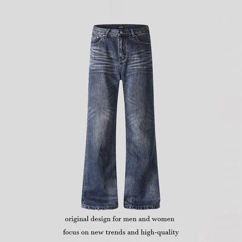 Damen weite Cropped-Jeans mit hoher Taille und Used-Effekt Echoarchiv
