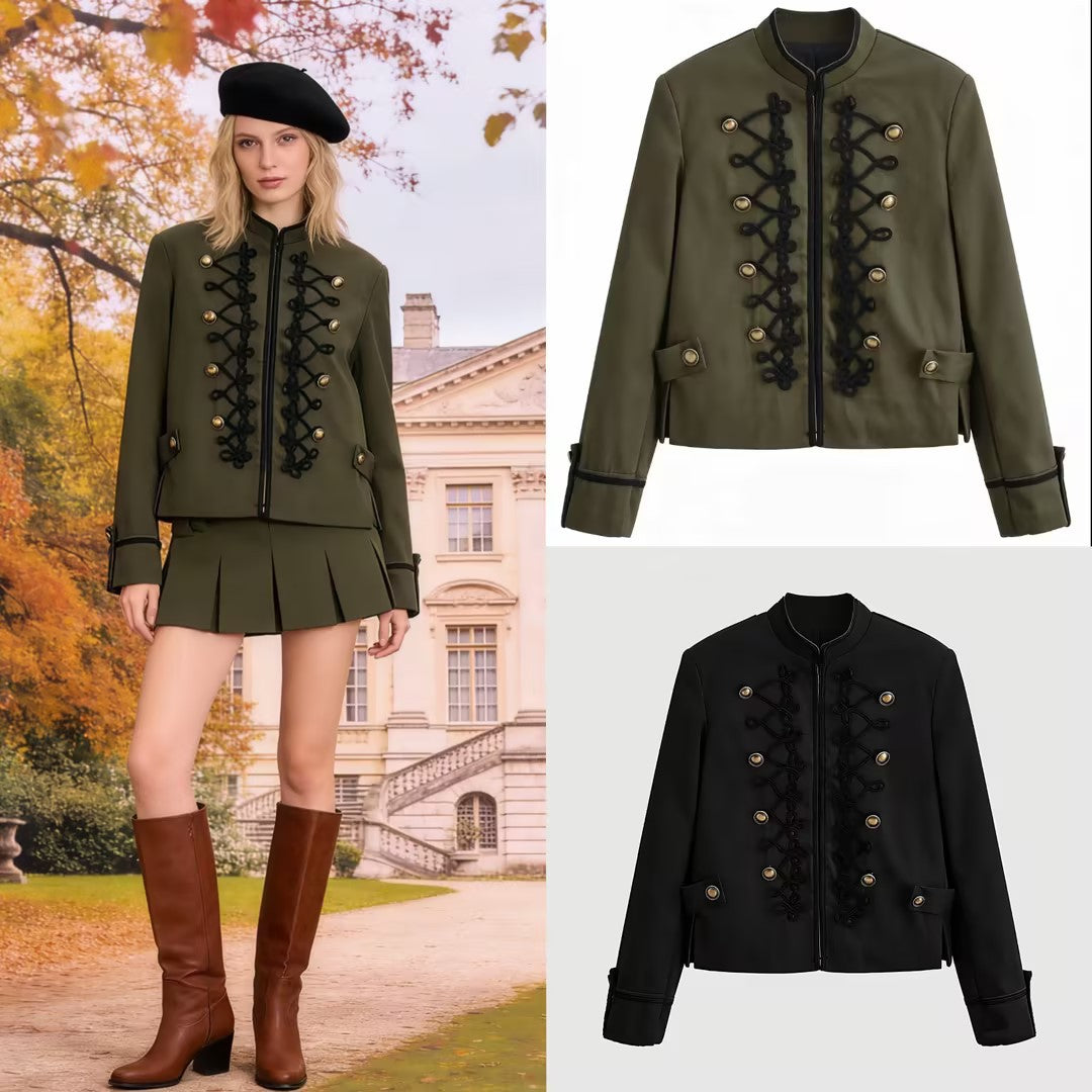 Damen Kurzjacke im Militärstil mit Zierkordeln und Stehkragen Echo Archiv