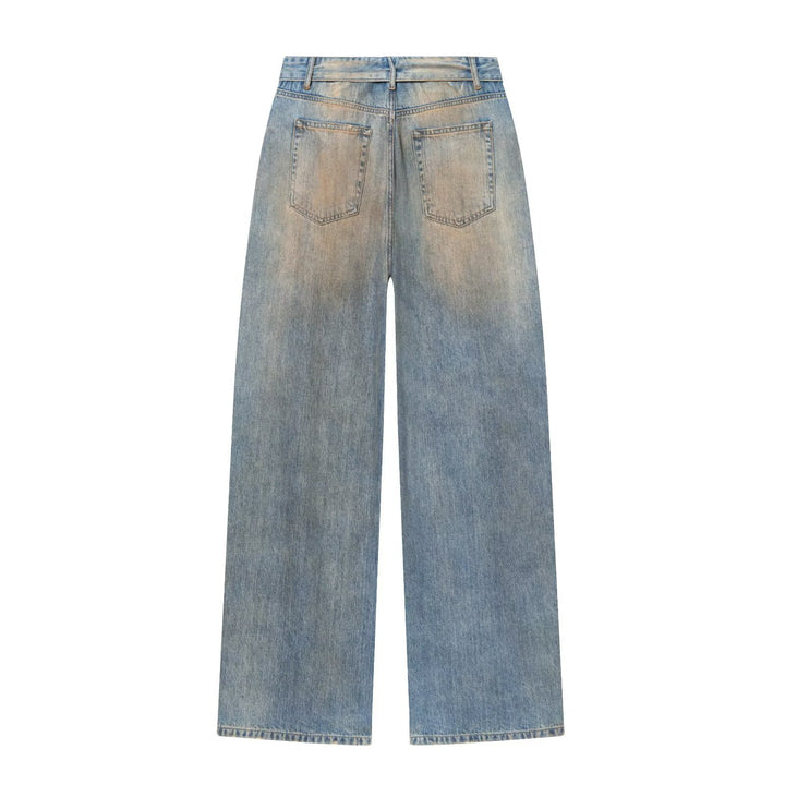 Damen High‑Waist Denimhose mit weitem Bein und vintage Waschung Echo Archiv