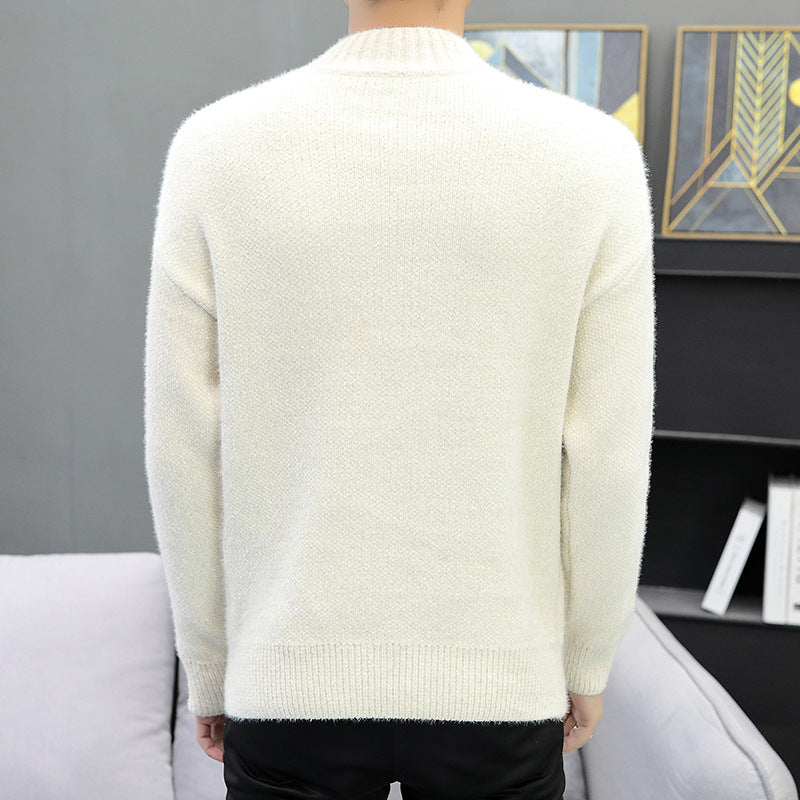 Herren Melierter Bouclé-Mockneck-Pullover mit Thermo-Feinstrick und gerippten Abschlüssen Echo Archiv