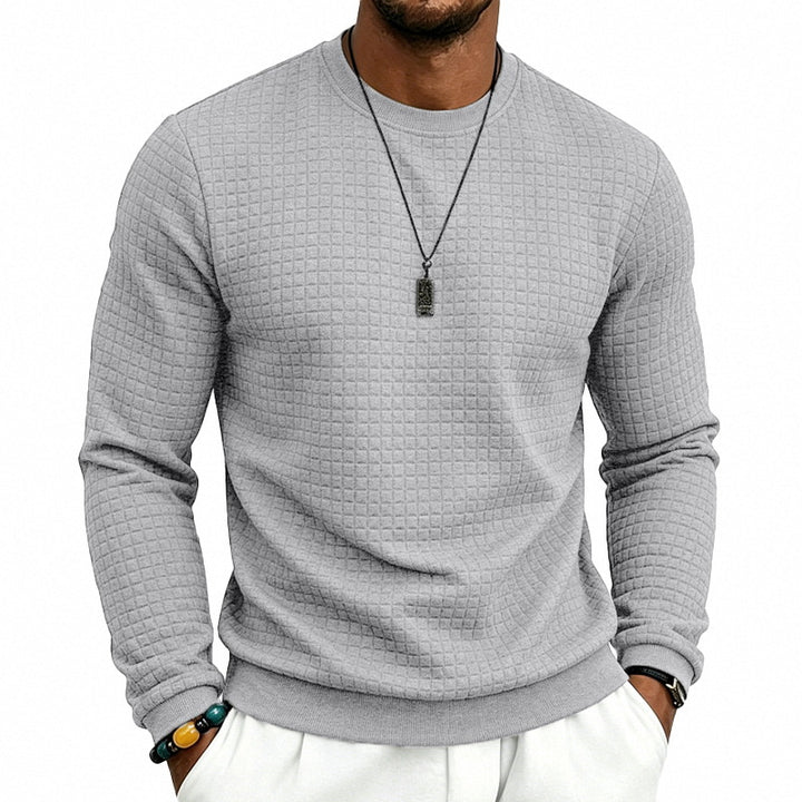 Herren Strukturiertes Rundhals-Sweatshirt mit Waffelstruktur und Rippbündchen Echoarchiv