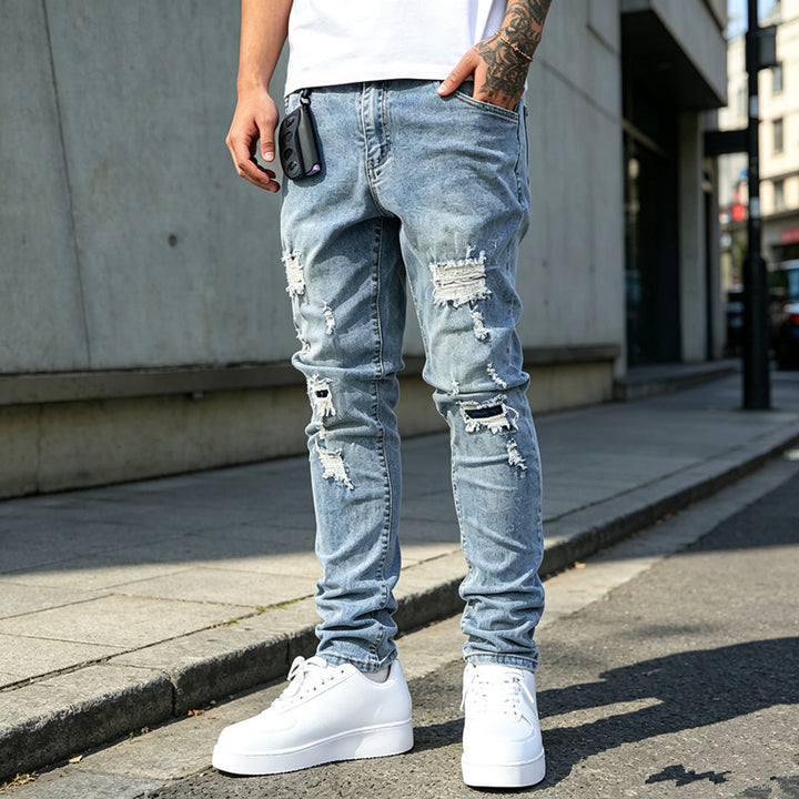 Herren Enganliegende Ripped Jeans Echoarchiv