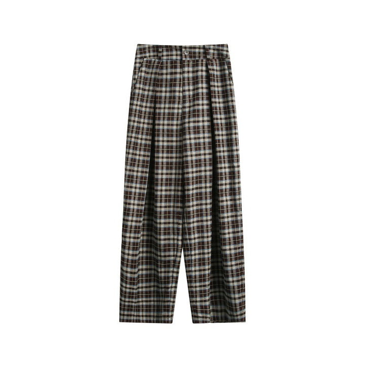 Damen Hochtaillierte Karierte Bundfalten‑Hose im weiten Culotte‑Schnitt Echoarchiv