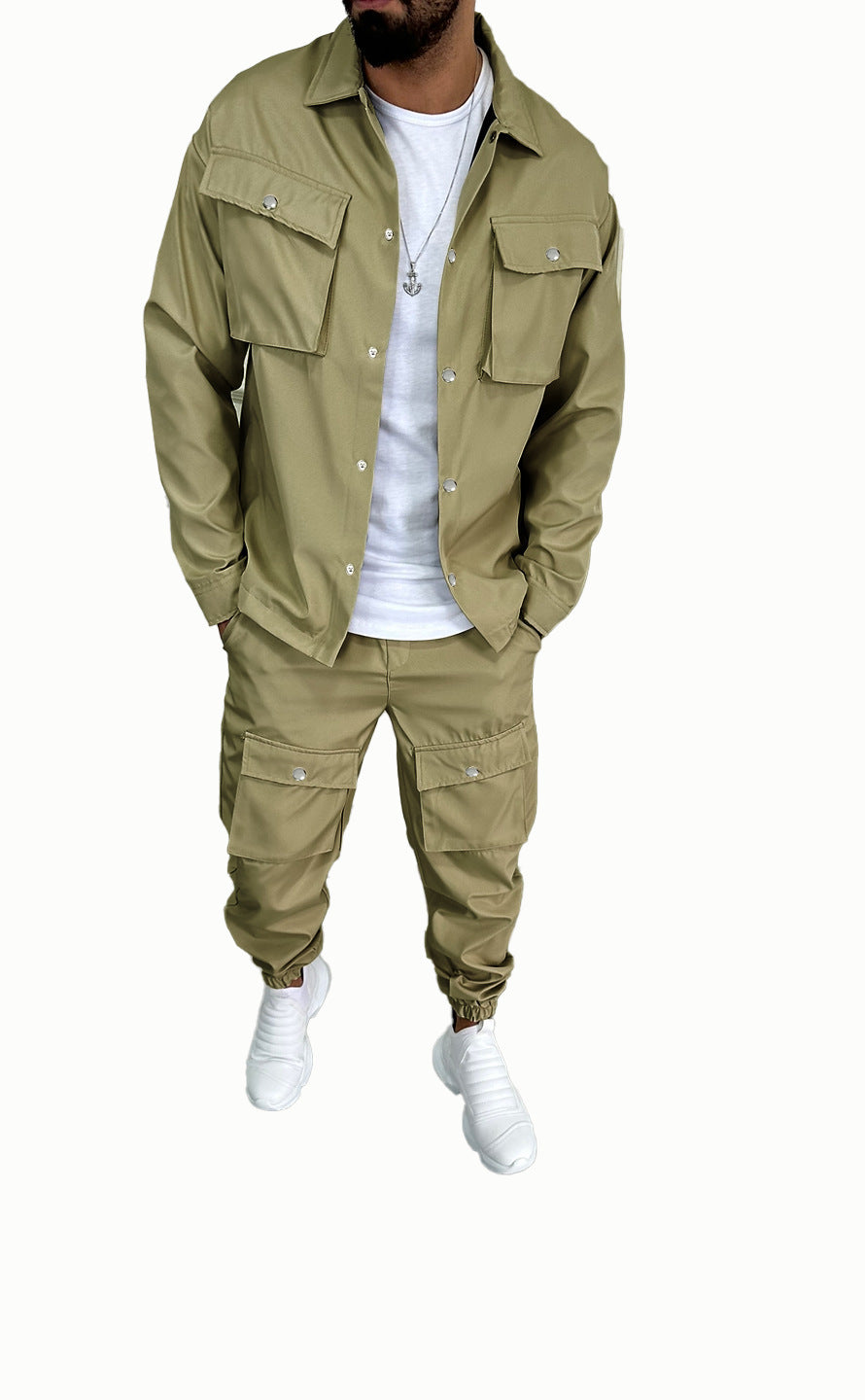 Herren Cargo-Hemd- und Hose-Set mit praktischen Taschen und modischem Schnitt Echoarchiv