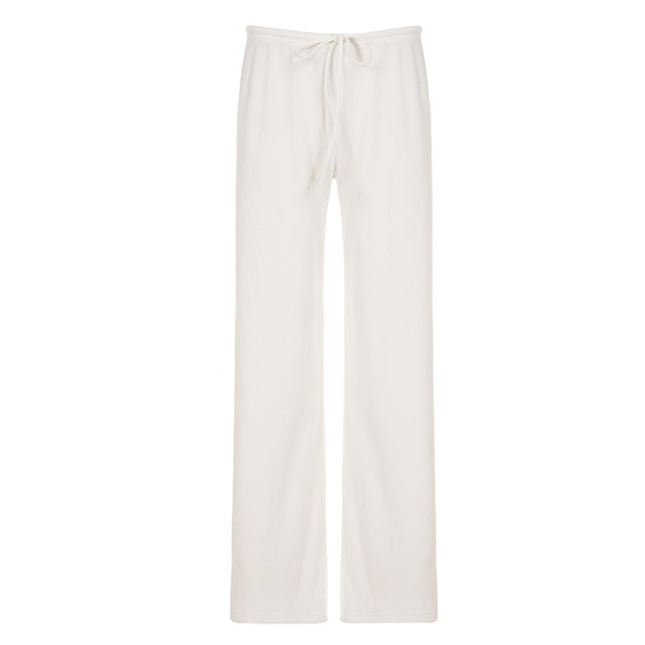 Damen Lässige Lounge-Hose mit weitem Bein, elastischem Bund und Kordelzug Echo Archiv