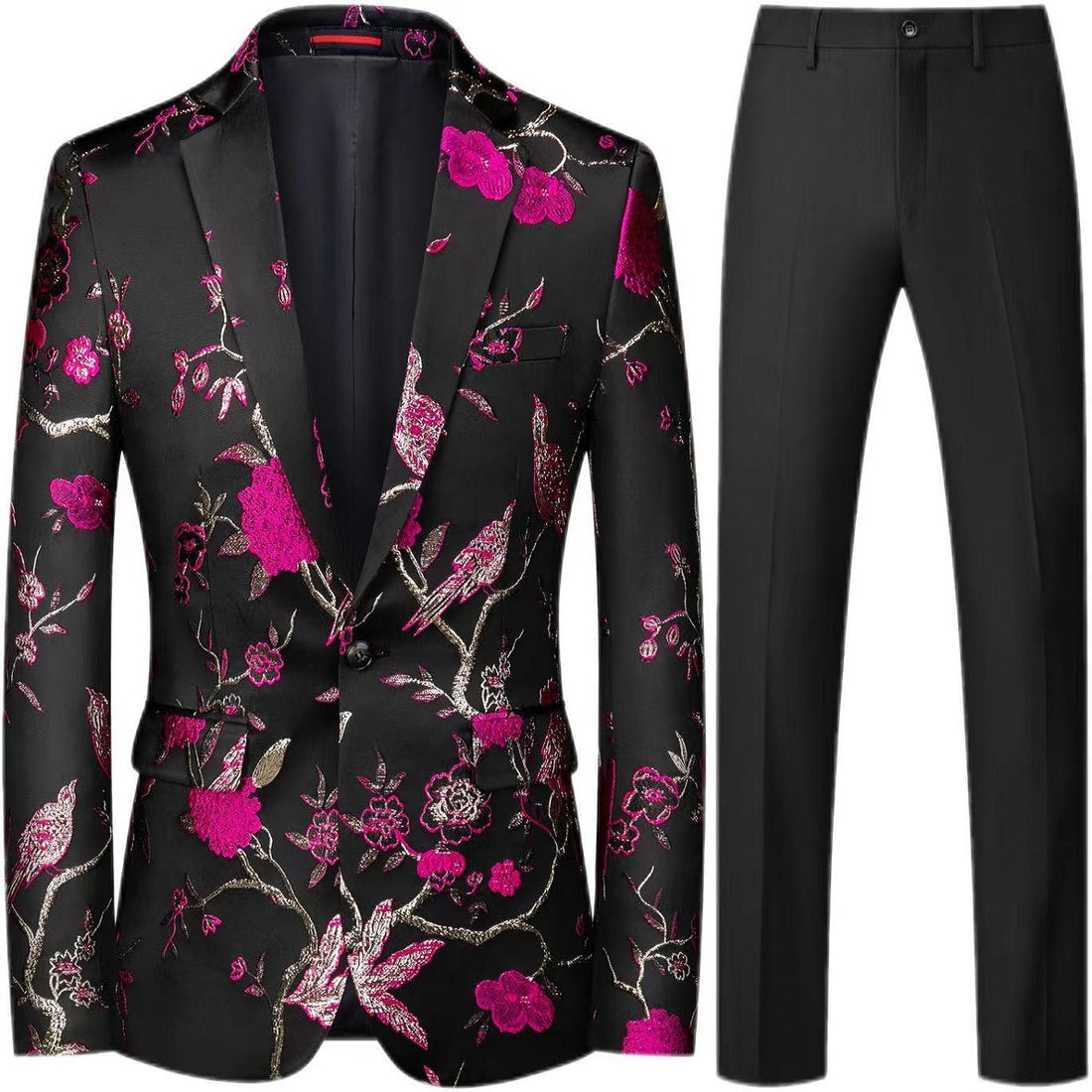 Herren Brokat-Sakko mit floralem Jacquard und Slim-Fit Anzughose Echo Archiv