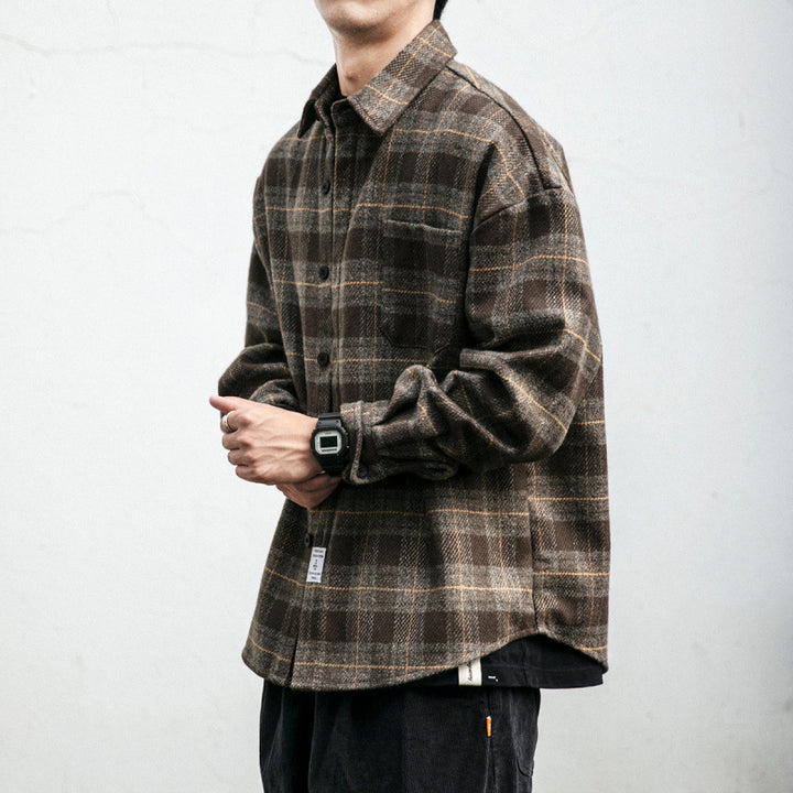 Herren Kariertes Overshirt‑Hemdjacke im Boxy‑Relaxed‑Schnitt Echoarchiv