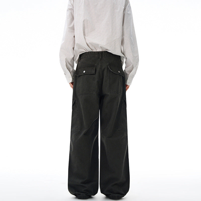 Herren Weite Canvas-Cargohose im Baggy-Schnitt mit extra weitem Bein, Knieabnähern und aufgesetzter Seitentasche Echo Archiv