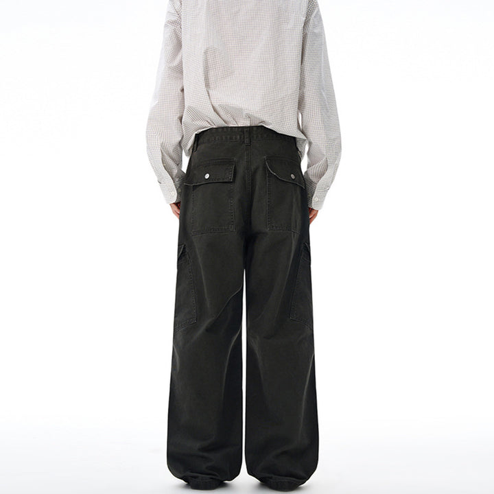 Herren Weite Canvas-Cargohose im Baggy-Schnitt mit extra weitem Bein, Knieabnähern und aufgesetzter Seitentasche Echo Archiv