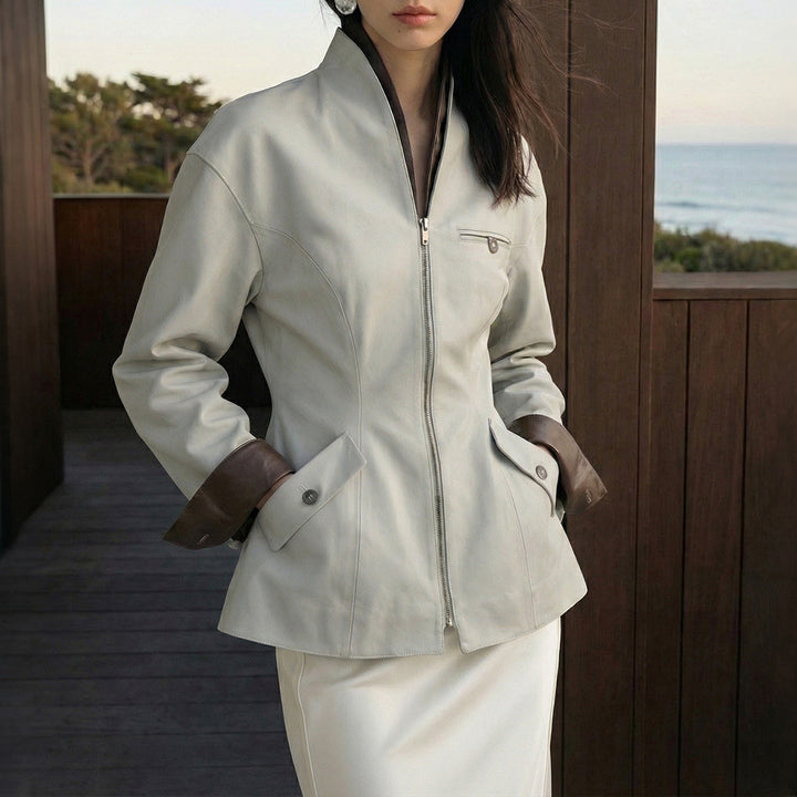 Damen modische Übergangsjacke mit Reißverschluss Echoarchiv
