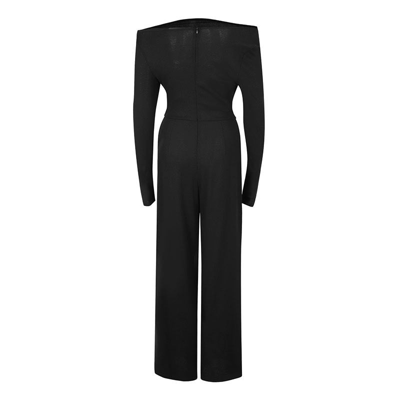 Damen Eleganter Jumpsuit mit Off-Shoulder Design und weitem Bein Echo Archiv
