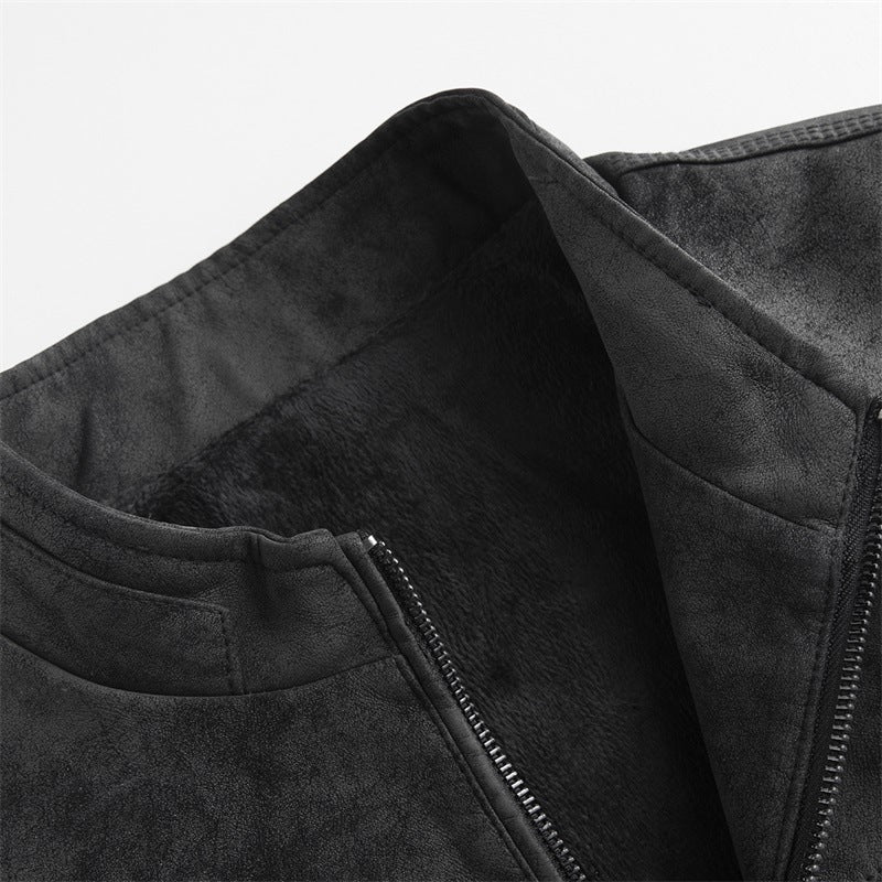 Herren Stilvolle Kunstlederjacke mit Stehkragen Echo Archiv