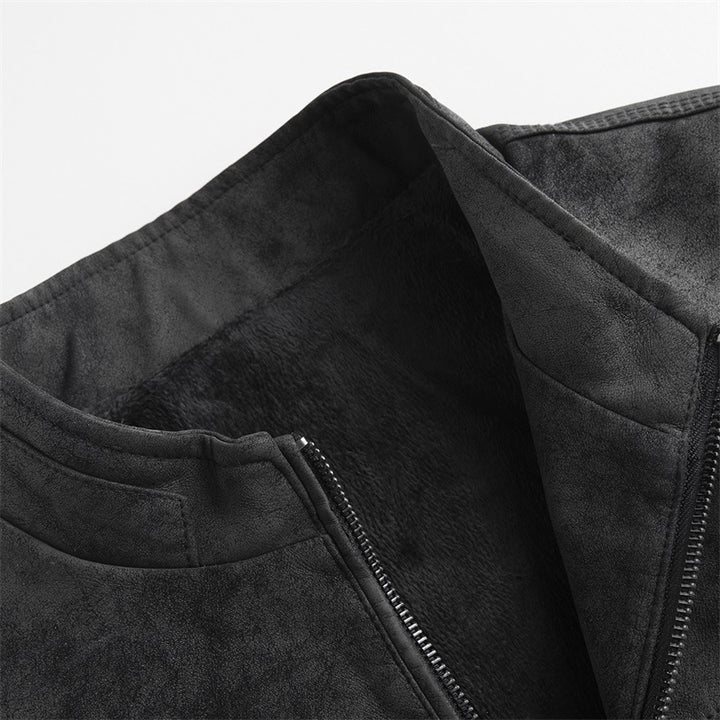 Herren Stilvolle Kunstlederjacke mit Stehkragen Echo Archiv