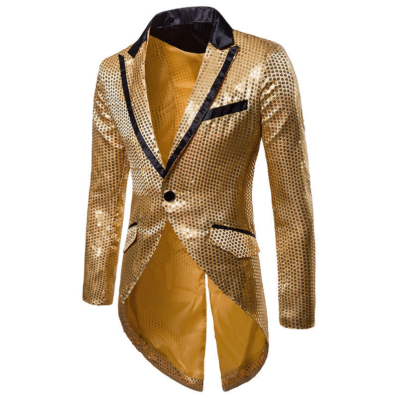 Herren eleganter Pailletten-Blazer mit asymmetrischem Schnitt und luxuriösem Design Echoarchiv
