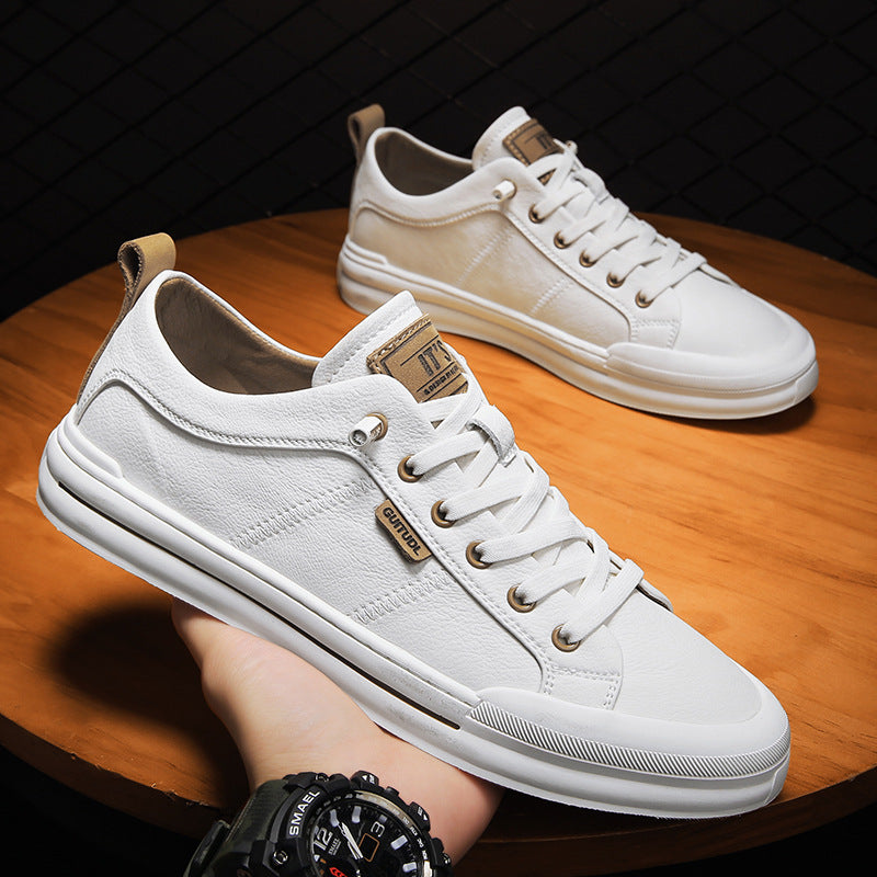 Herren Lässige Leder-Sneaker mit gepolstertem Knöchelkragen und robuster Gummisohle Echoarchiv