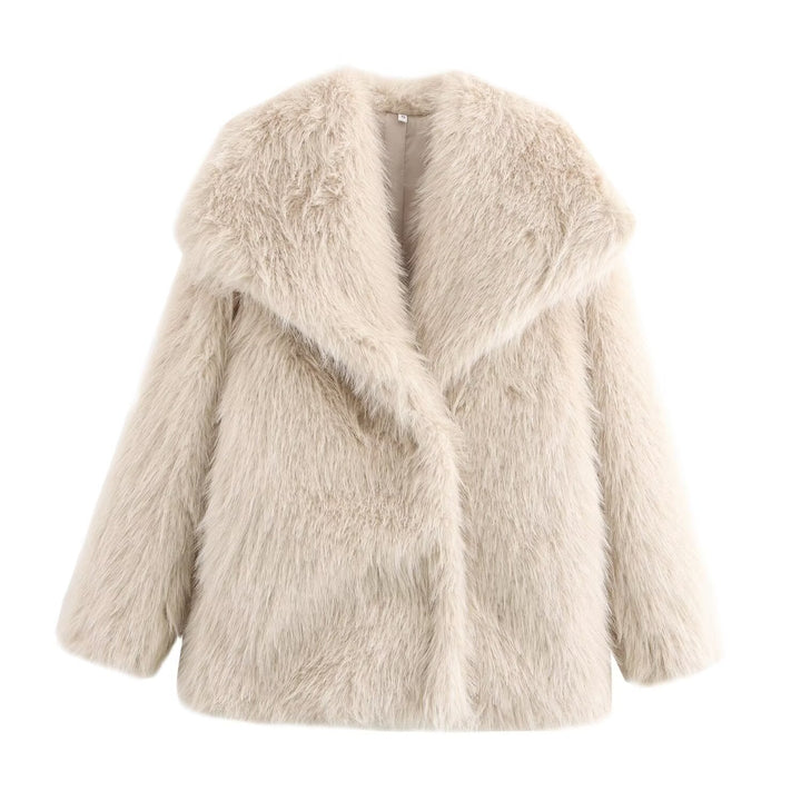 Damen Kurz geschnittener Faux-Fur-Mantel mit voluminösem Schalkragen und geradem Schnitt Echo Archiv