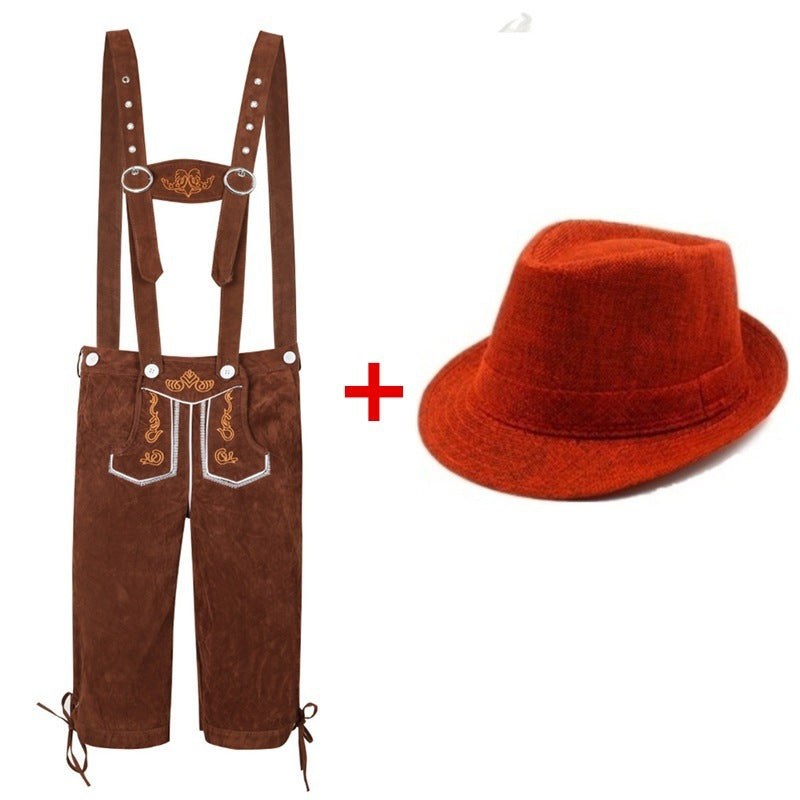 Herren nan kurze Trachtenlederhose mit verstellbaren Trägern und traditionellen Stickereien Echo Archiv