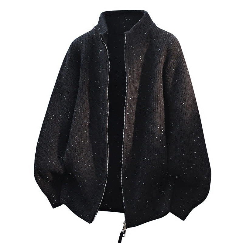 Damen Modische Strickjacke mit hohem Kragen und Reißverschluss Echoarchiv