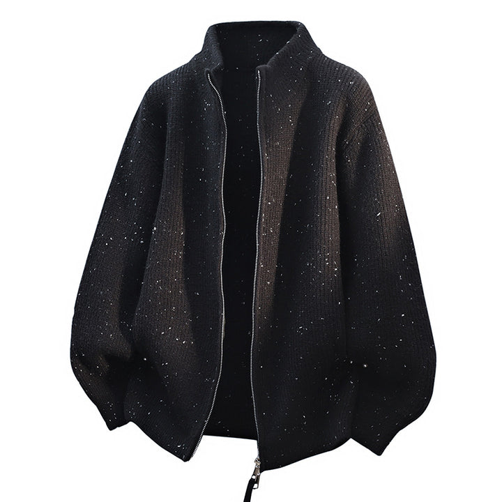 Damen Modische Strickjacke mit hohem Kragen und Reißverschluss Echoarchiv