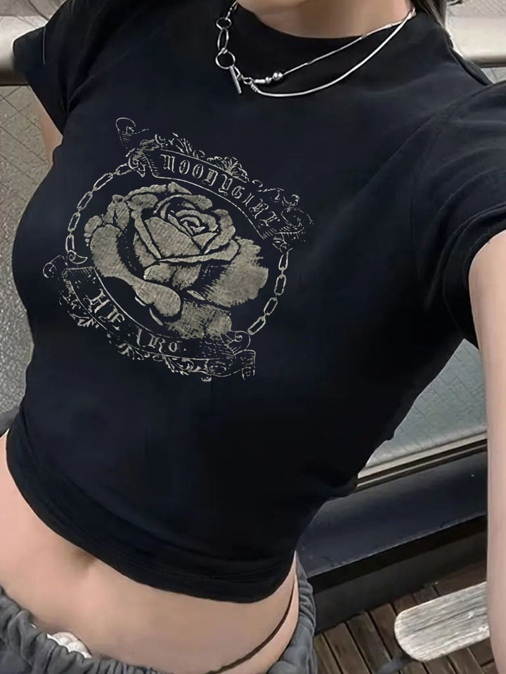Damen T-Shirt mit kreativem Schlüsselherz-Motiv und modernem Print Echo Archiv