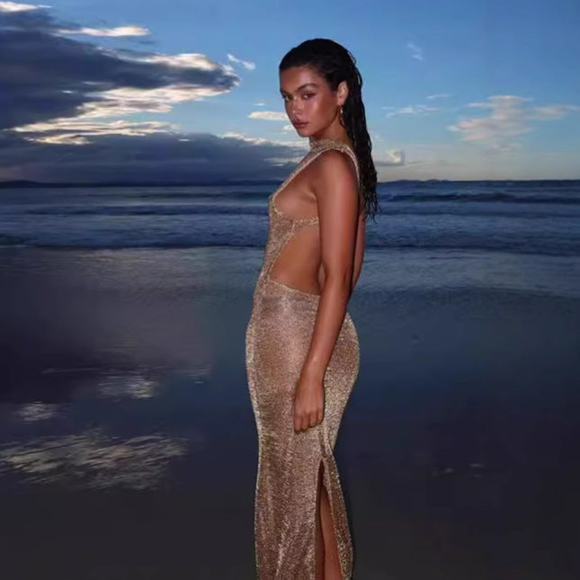 Damen Transparente Maxikleid mit schimmerndem Effekt Echo Archiv