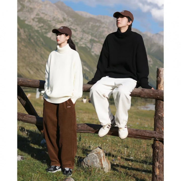 Damen Oversize-Rollkragenpullover aus weichem Baumwollmix mit gerippten Bündchen und verlängertem Saum Echoarchiv