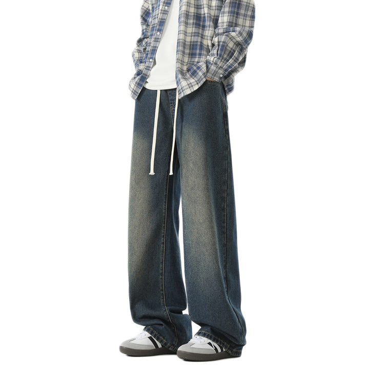 Herren Oversized Jeanshose mit weitem Schnitt und verstellbarem Bund Echoarchiv
