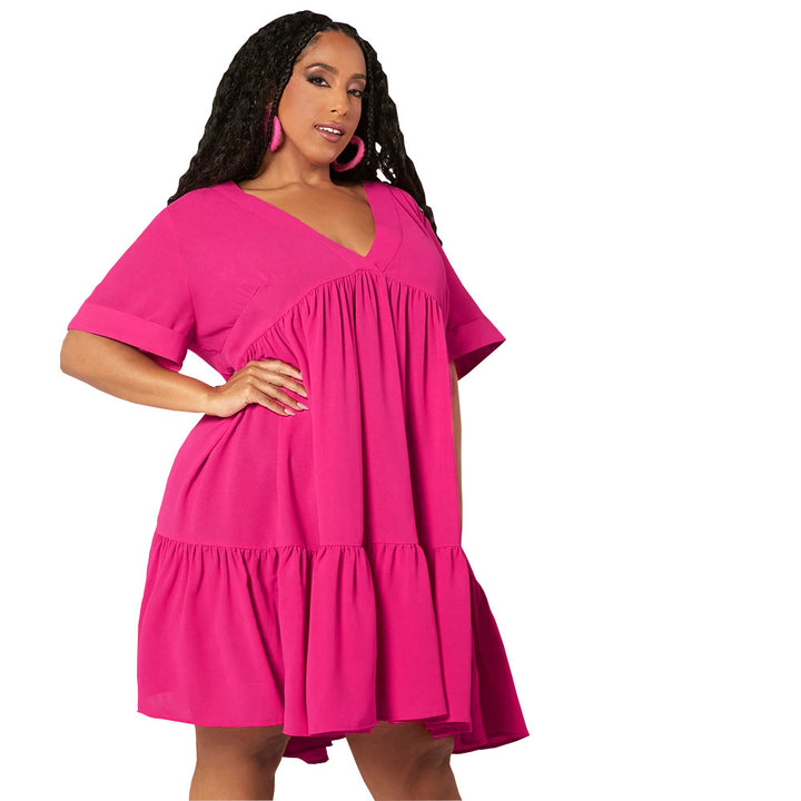 Damen lässiges Sommerkleid mit V-Ausschnitt und schwingendem Saum Echo Archiv