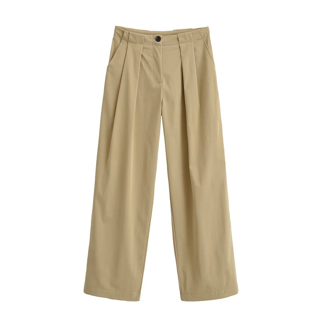Damen Weite High Waist Hose mit Bundfalten, Bügelfalte und Eingrifftaschen Echo Archiv