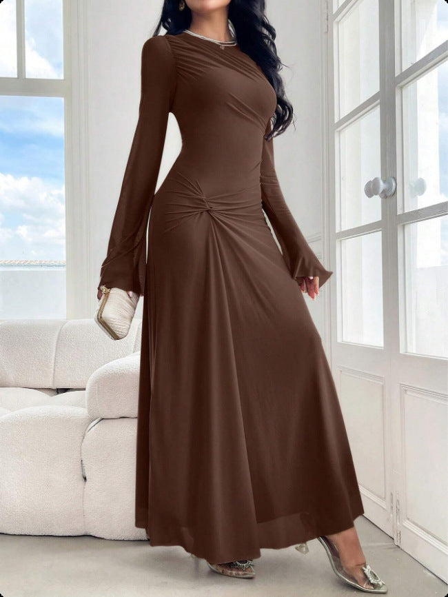 Damen Maxikleid mit geraffter Taillenpartie und Glockenärmeln Echo Archiv